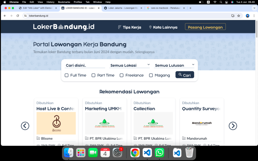 Informasi Lowongan kerja di Bandung